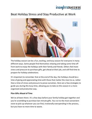 Beat Holiday Stress And Stay Productive At Work