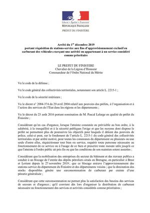 Réquisition stations service Finistère