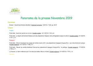 Panorama De La Presse Novembre 2019