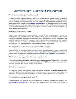 Textbook Solutions Manual