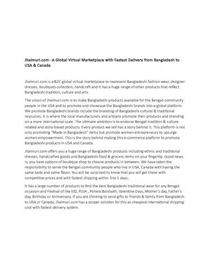 Jhalmuri.com - A Global Virtual Marketplace with Fastest Delivery from Bangladesh to USA & Canada