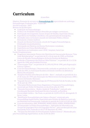Cv Ariane Fonoaudiologia Bh