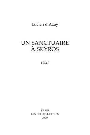 Extrait : Lucien d'Azay - Un Sanctuaire à Skyros
