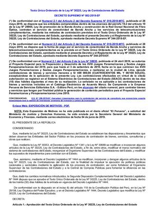 Tuo De La Ley Nº 30225 Ley De Contrataciones Del Estado