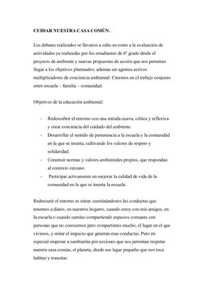 Cuidar Nuestra Casa Común- Jornada