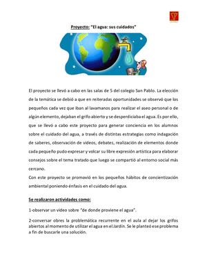 Propuestas De Mejora- Proyecto Del Agua Sus Cuidados COLEGIO SAN PABLO