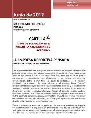 GERENCIA DE EMPRESAS DEPORTIVAS PENSADAS - CARTILLA 4