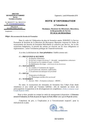 Note N°01 Plan De Formation 2020 2022