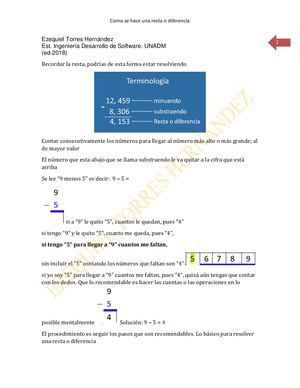 Como Se Hace Una Resta