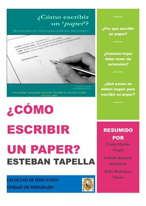 Resumen Cómo Escribir Un Paper