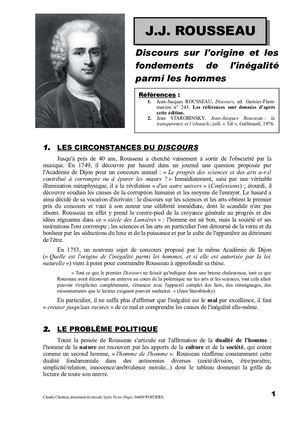 Rousseau Discours sur l'inégalité