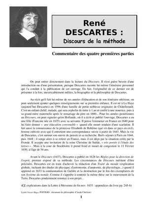 Descartes Discours de la méthode