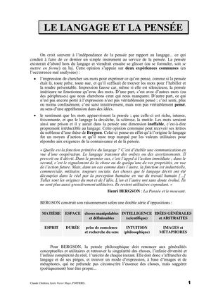 LANGAGE ET PENSÉE