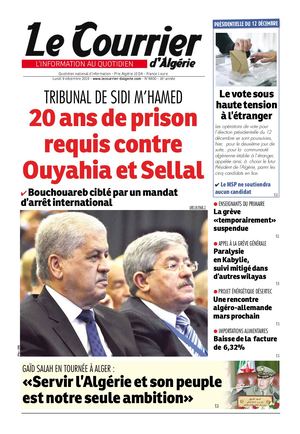 Le Courrier d'Algérie du lundi 9 décembre 2019