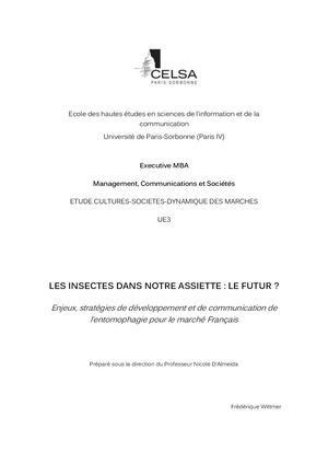 Les Insectes Dans Notre Assiette Le Futur