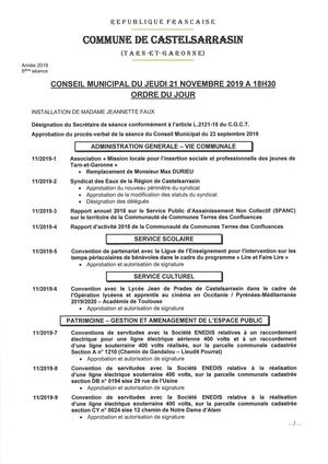 Dossier Délibérations Exécutoires (21 11 2019)