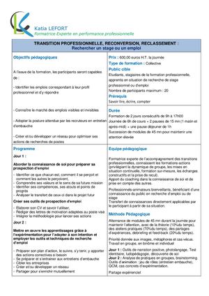 Fiche Formation Rechercher Un Stage Ou Un Emploi