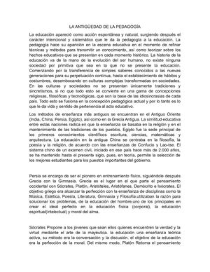 ANTIGÜEDAD DE LA PEDAGOGÍA