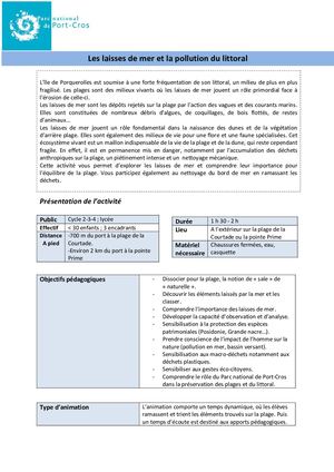Fiche Enseignant  - Laisses De Mer