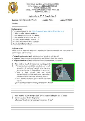 Laboratorio No 1 Refracción Y Dispersión. - Copia