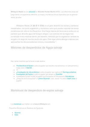 Wildspire Waste Es Una Ubicación En Monster Hunter World (Mhw)