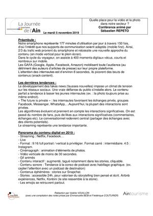 Synthèse Conférence De La Journée Etourisme 2019