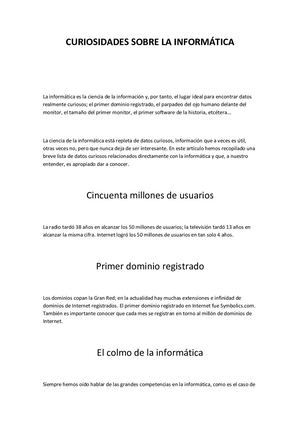Curiosidades Sobre La Informática
