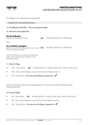 WOUNDWO EA 800408 Elektronischer Motor Somfy J4 WT
