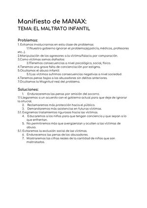 Manifiesto De Manax Maltrato Infantil