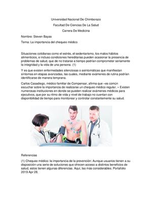 Importancia Del Chequeo Médico