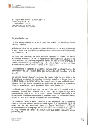Carta RESPOSTA President Gencat