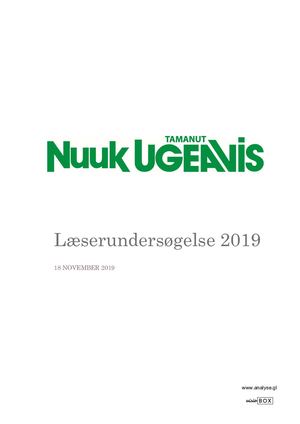 Nuuk Ugeavis Læserundersøgelse 2019