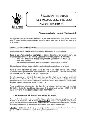 Règlement Int Mdj Octobre 2019