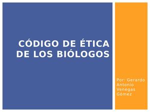 Código De éTica De Los Biólogos