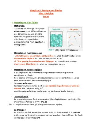 Chap 5 Statique Des Fluides Cours