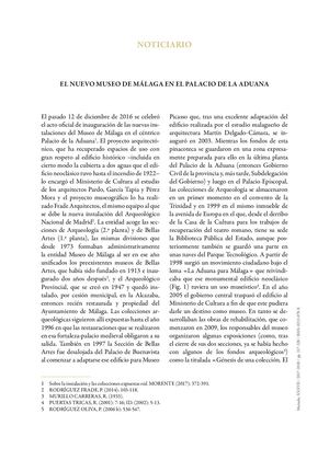 "El nuevo Museo de Málaga" Mainake 37, 2017-2018, 317 328