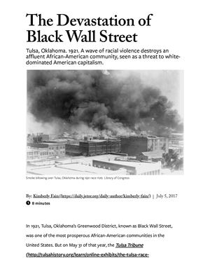 DEVASTATION OF:  BLACK WALL STREET  [1921].