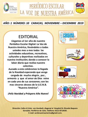 Periódico Escolar Mes De Noviembre- Diciembre 2019