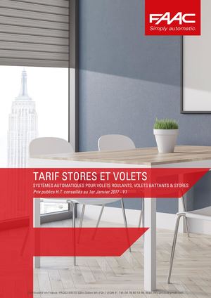 TARIF STORES ET VOLETS FAAC