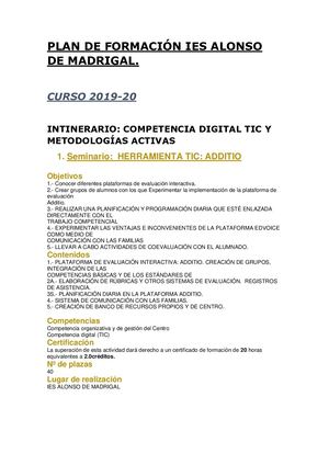 Plan De Formación Ies Alonso De Madrigal 2019 20