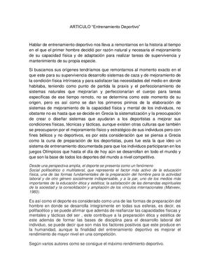 Entrenamiento Deportivo Articulo