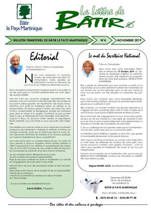 LETTRE DE BATIR LE PAYS MARTINIQUE N°4 Déc. 2019