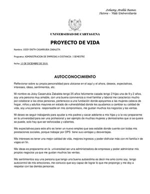 Trabajo Final Proyecto De Vida Pdf