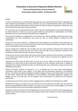 Penmarc'h - Discours préparation militaire décembre 2019