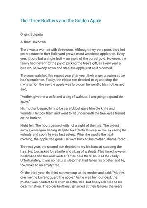 Bajka o trzech braciach i złotym jabłku