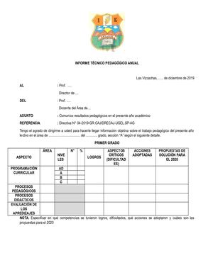 Modelo de Informe Técnico Pedagógico