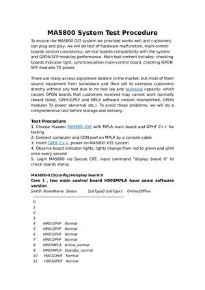 Ma5800 System Test Procedure