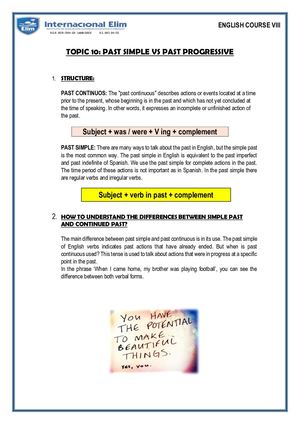 10 Past Progressive Vs Past Simple 2019 Pdf