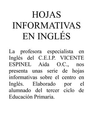 Hojas Inormativas CEIP VICENTE ESPINEL