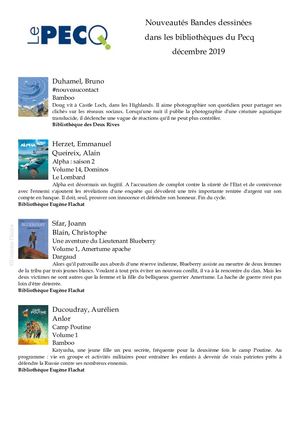 Nouveautés Bd Décembre 2019